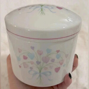 Vintage 80’s FTDA Cottagecore Floral Ceramic Jar Trinket Holder Planter Granny